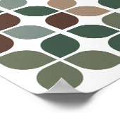 Retro geometrisch bladpatroon groen bruin taupe poster (Hoek)