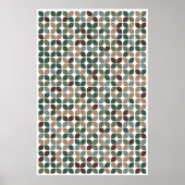 Retro geometrisch bladpatroon groen bruin taupe poster (Voorkant)