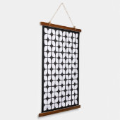 Retro geometrisch bladpatroon wit hangend wandkleed (Gebogen)