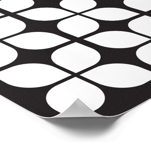 Retro geometrisch bladpatroon wit poster (Hoek)