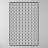 Retro geometrisch bladpatroon wit poster (Voorkant)