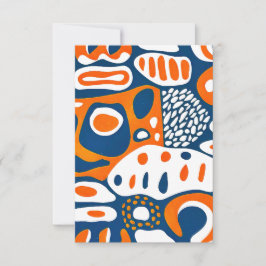 Retro geometrisch blauw sinaasappel wit bedankkaart