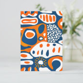 Retro geometrisch blauw sinaasappel wit bedankkaart (Staand voorkant)