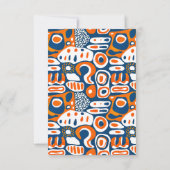 Retro geometrisch blauw sinaasappel wit bedankkaart (Achterkant)