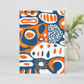 Retro geometrisch blauw sinaasappel wit bedankkaart (Staand voorkant)