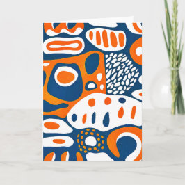 Retro geometrisch blauw sinaasappel wit kaart