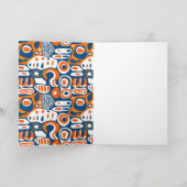 Retro geometrisch blauw sinaasappel wit kaart (Binnen)