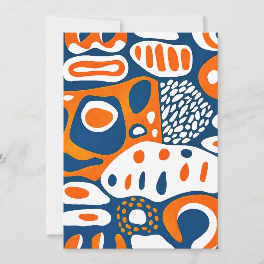 Retro geometrisch blauw sinaasappel wit kaart (Voorkant)