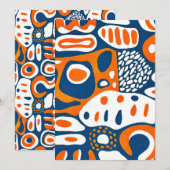 Retro geometrisch blauw sinaasappel wit kaart (Voorkant / Achterkant)