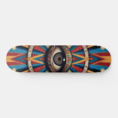 Retro geometrisch boos oog skateboard (Horizontaal)