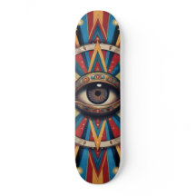 Retro geometrisch boos oog skateboard