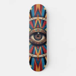 Retro geometrisch boos oog skateboard