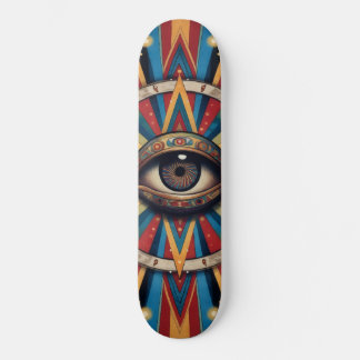 Retro geometrisch boos oog skateboard