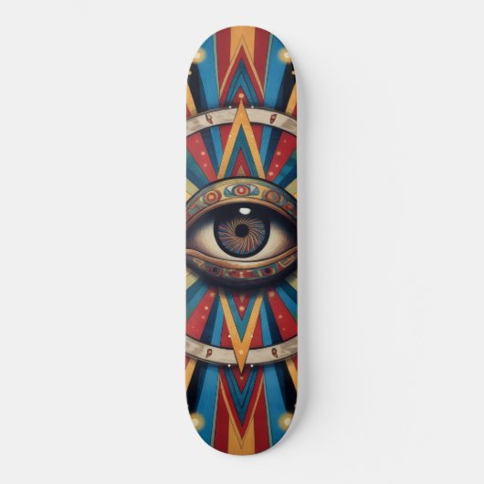 Retro geometrisch boos oog skateboard (Voorkant)