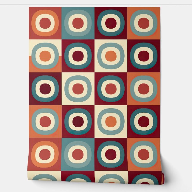  retro geometrisch cirkelenpatroon behang (Afrollen)