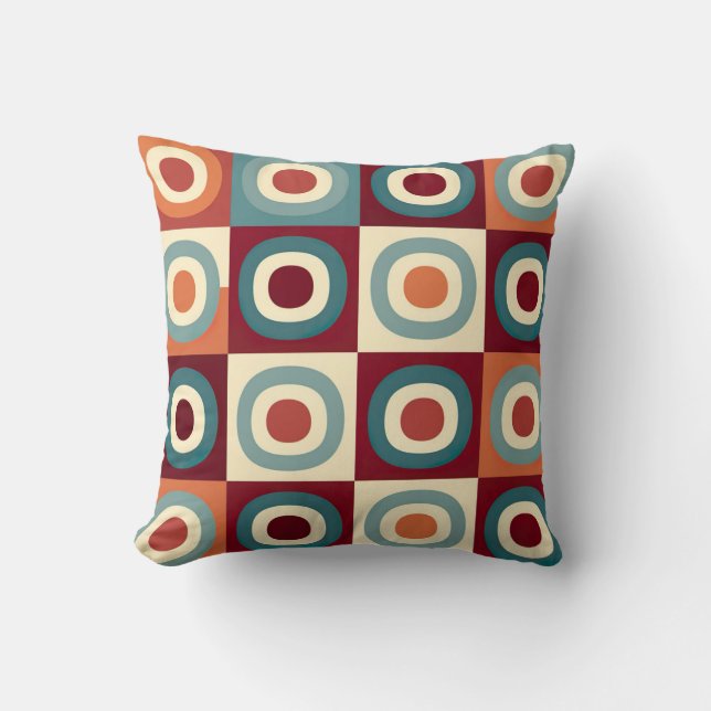  retro geometrisch cirkelenpatroon kussen (Voorkant)