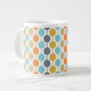 Retro geometrisch cirkelpatroon in mid-century mod grote koffiekop
