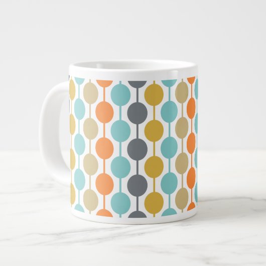 Retro geometrisch cirkelpatroon in mid-century mod grote koffiekop (Links)