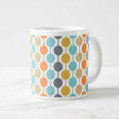 Retro geometrisch cirkelpatroon in mid-century mod grote koffiekop (Voorkant rechts)