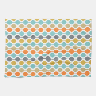 Retro geometrisch cirkelpatroon in mid-century mod theedoek