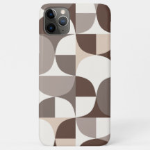 Retro geometrisch curvepatroon - Terra Brown