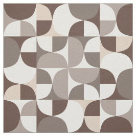 Retro geometrisch curvepatroon - Terra Brown Stof