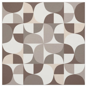 Retro geometrisch curvepatroon - Terra Brown Stof