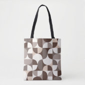 Retro geometrisch curvepatroon - Terra Brown Tote Bag (Voorkant)