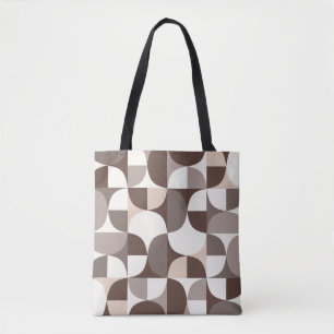Retro geometrisch curvepatroon - Terra Brown Tote Bag