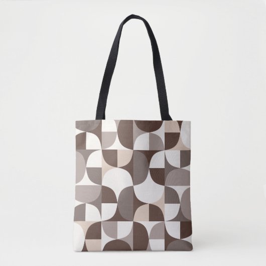 Retro geometrisch curvepatroon - Terra Brown Tote Bag (Voorkant)