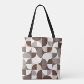 Retro geometrisch curvepatroon - Terra Brown Tote Bag (Achterkant)