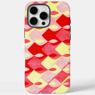 Retro geometrisch diamantpatroon rood, roze en gee iPhone 16 pro max hoesje