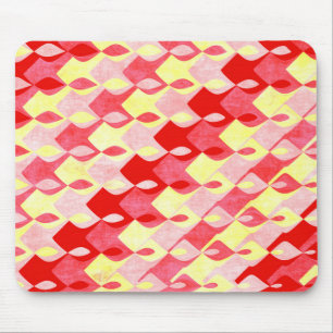 Retro geometrisch diamantpatroon rood, roze en gee muismat