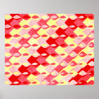 Retro geometrisch diamantpatroon rood, roze en gee