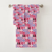 retro geometrisch drukpatroon bad handdoek (Insitu)