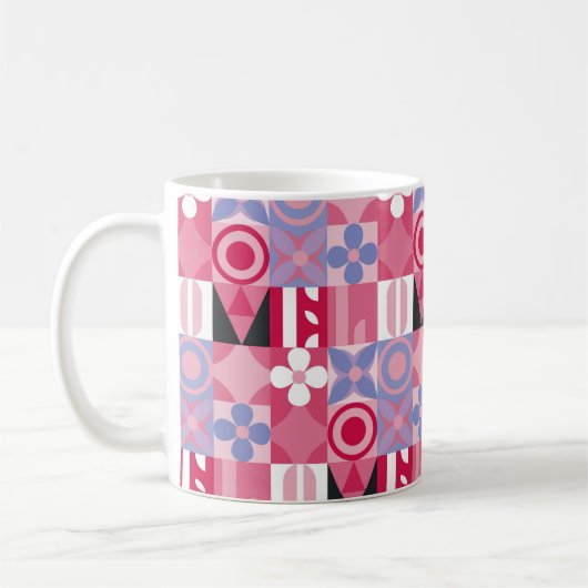 retro geometrisch drukpatroon koffiemok (Links)