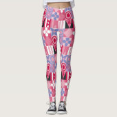 retro geometrisch drukpatroon leggings (Voorkant)
