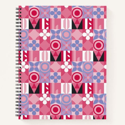 retro geometrisch drukpatroon notitieboek (Voorkant)