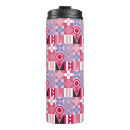 retro geometrisch drukpatroon thermosbeker