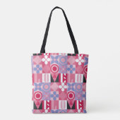 retro geometrisch drukpatroon tote bag (Achterkant)