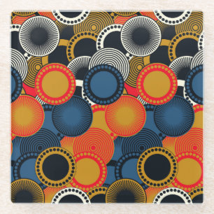 Retro Geometrisch: Golden Circles Harmony Glazen Onderzetter