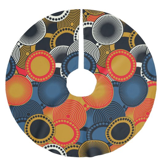 Retro Geometrisch: Golden Circles Harmony Kerstboom Rok (Voorkant)