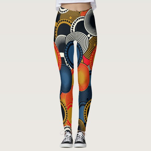 Retro Geometrisch: Golden Circles Harmony Leggings (Voorkant)