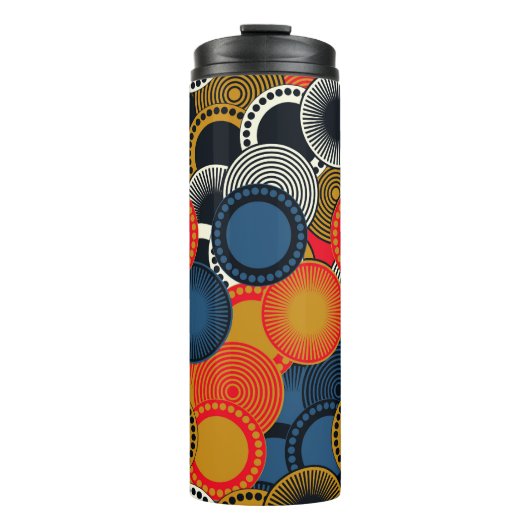 Retro Geometrisch: Golden Circles Harmony Thermosbeker (Voorkant)