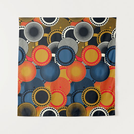 Retro Geometrisch: Golden Circles Harmony Wandkleed (Voorkant)