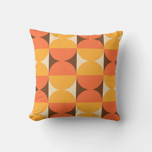 Retro geometrisch half vierkant en cirkel patroon kussen (Voorkant)