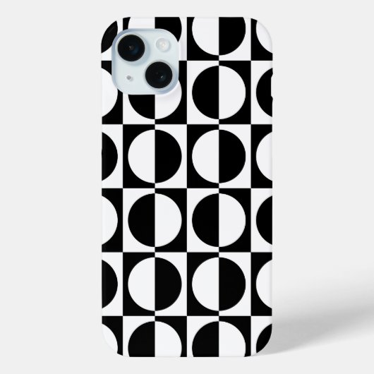 Retro Geometrisch half vierkant en cirkelpatroon Case-Mate iPhone Case (Achterkant)