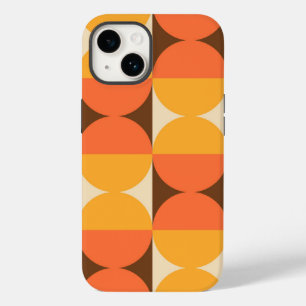 Retro Geometrisch half vierkant en cirkelpatroon Case-Mate iPhone 14 Hoesje