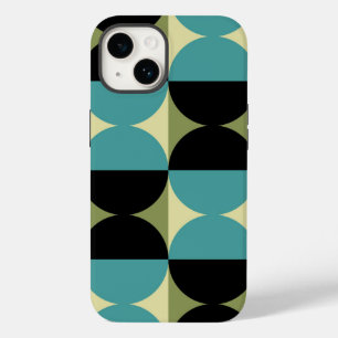 Retro Geometrisch half vierkant en cirkelpatroon Case-Mate iPhone 14 Hoesje