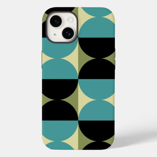 Retro Geometrisch half vierkant en cirkelpatroon Case-Mate iPhone Case (Achterkant)